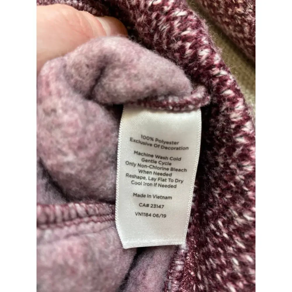 Talbots Womens Burgundy Full Zip Herringbone Fleece Jacket Size XL - Picture 6 of 9